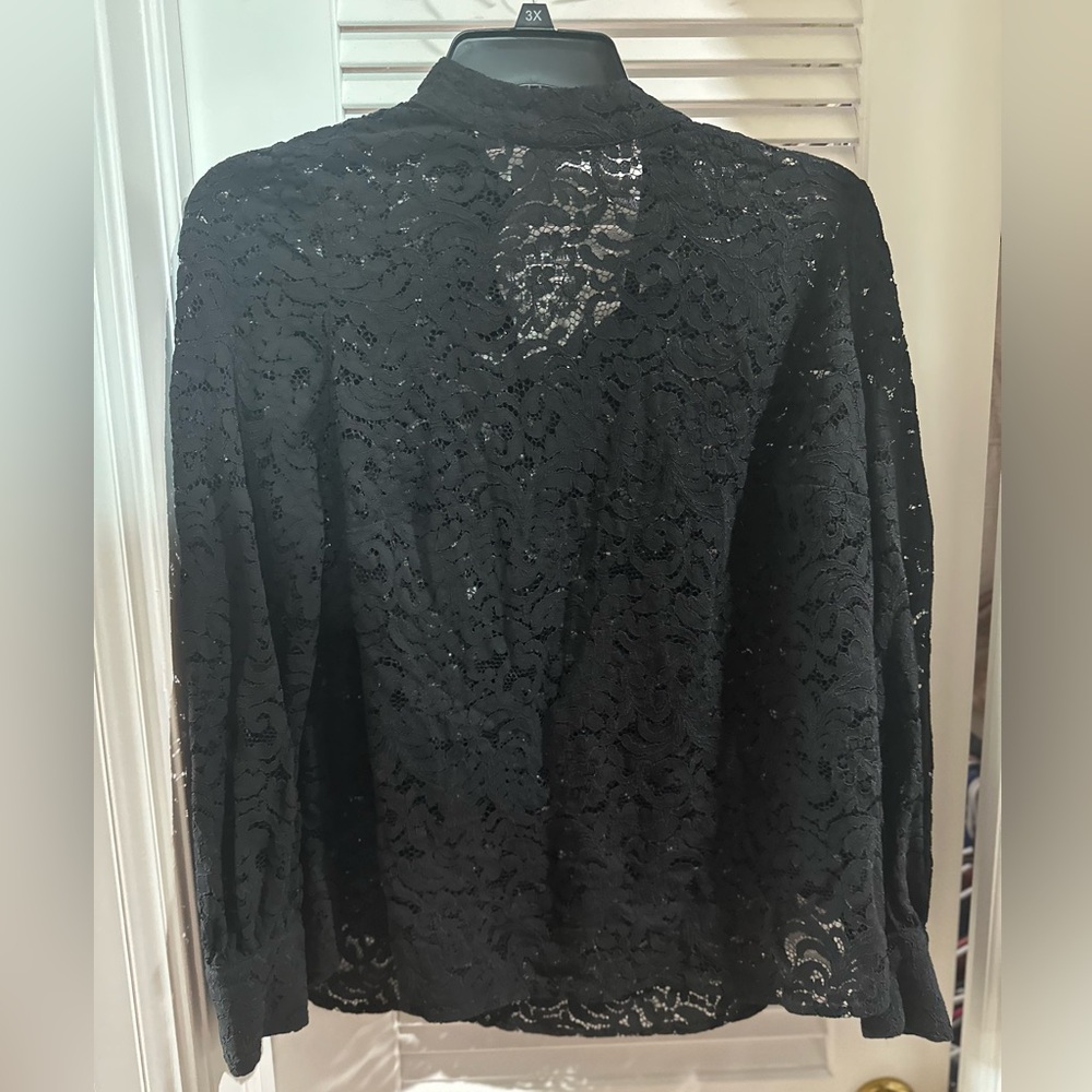 H&M black lace sheer top size XL